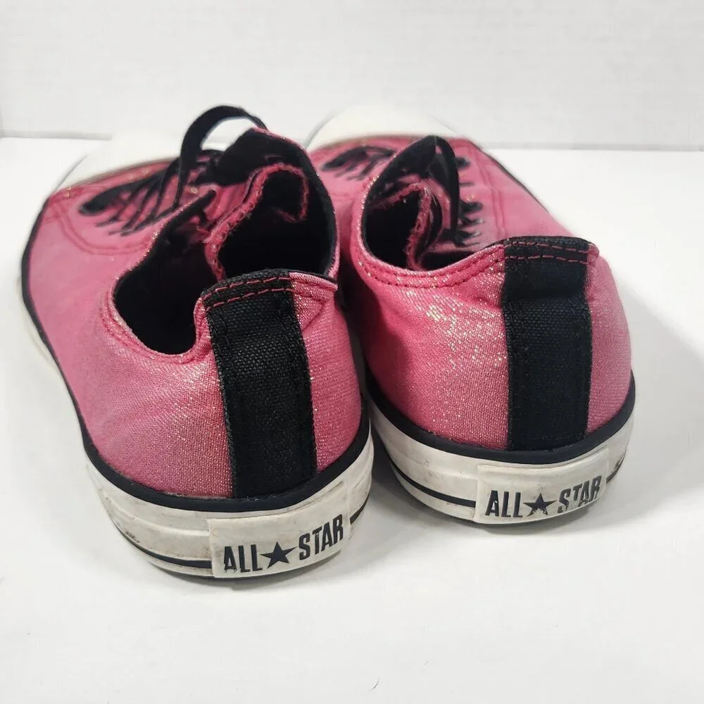 Pink Glitter Converse All Stars No Tie/Sip on 5.5 - Picture 3 of 4